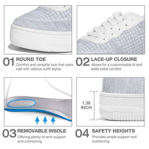 Scarpe eleganti HEEZ donna sneakers platform maglia stringate casual passeggio tennis lavoro - Foto 22 di 34