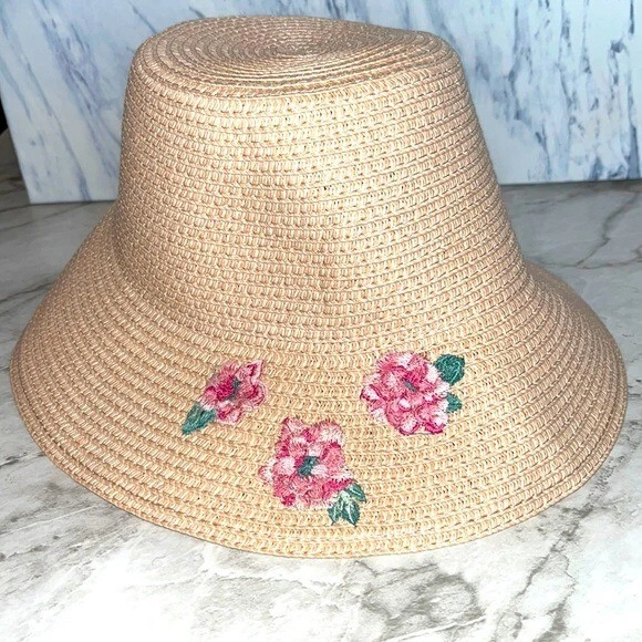 NEW Janie and jack pink floral sun hat 12-24m