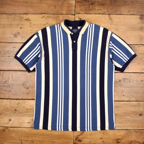 Vintage Poloshirt T Shirt XL 90er Pfeilstreifen blau Tee
