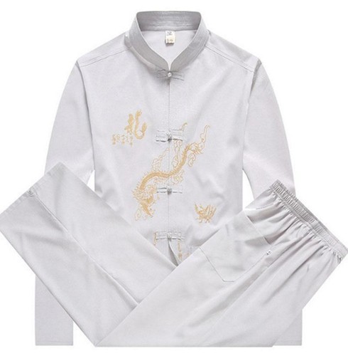 2* Long Sleeve Traditional Chinese Tang fu Top Men Kung Fu Tai Chi Clothes Pants - Picture 9 of 10