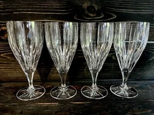 Mikasa Tiara Crystal Iced Tea Glass 8" Tall Long Vertical Cut On Bowl Set of 4