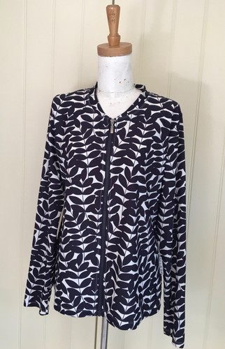 Long sleeve RASHIE Zip front Jacket Navy White Swim TOP Fitted Sz16 Knit Stretch - 第 6/11 張圖片