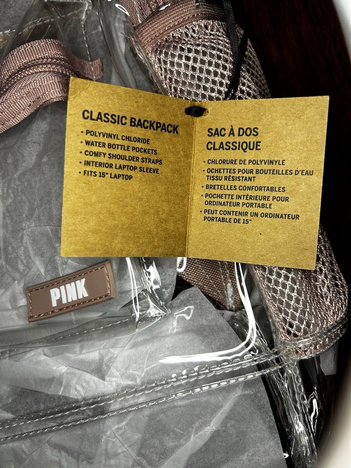 Brand New Victoria Secret Pink Clear Backpack With Tag eBay