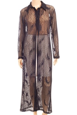 DARLIN Paris Vintage Star / Crescent / Sun Print Textured Fishnet Duster