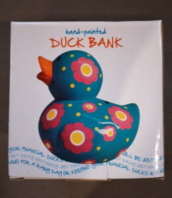 Cupcakes & Cartwheels Hand-Painted Duck Bank - Blue Version
