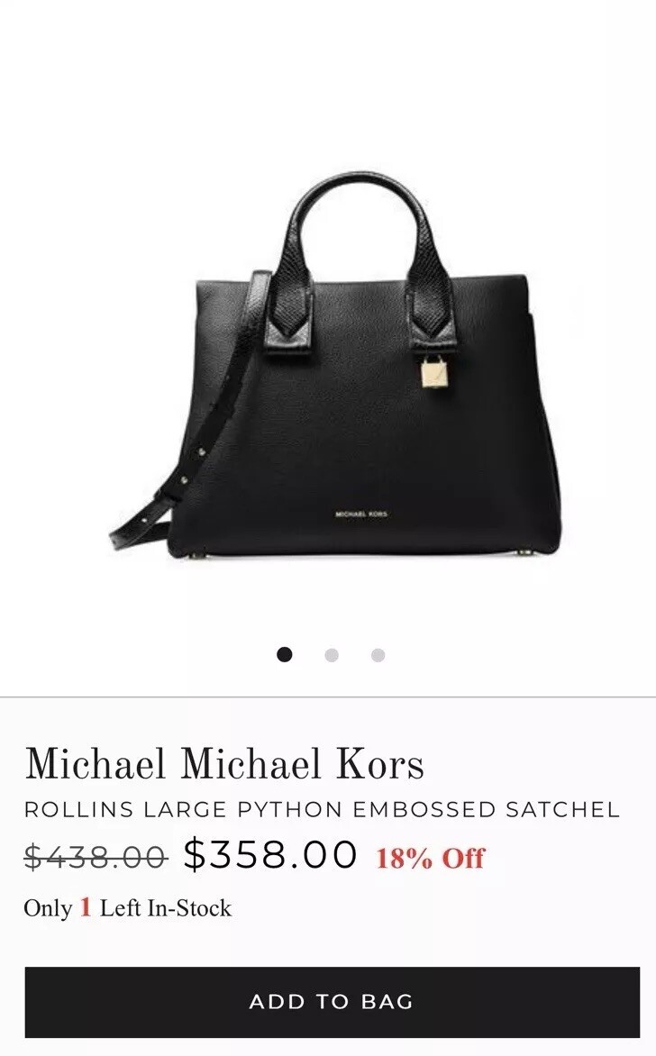 MICHAEL KORS ROLLINS LARGE PYTHON EMBOSSED SATCHE… - image 2