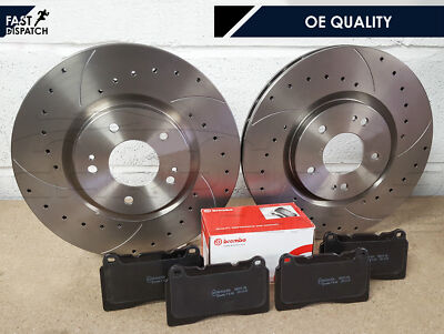 FOR MITSUBISHI LANCER EVO 6 7 8 9 REAR DRILLED GROOVED DISCS BREMBO BRAKE PADS