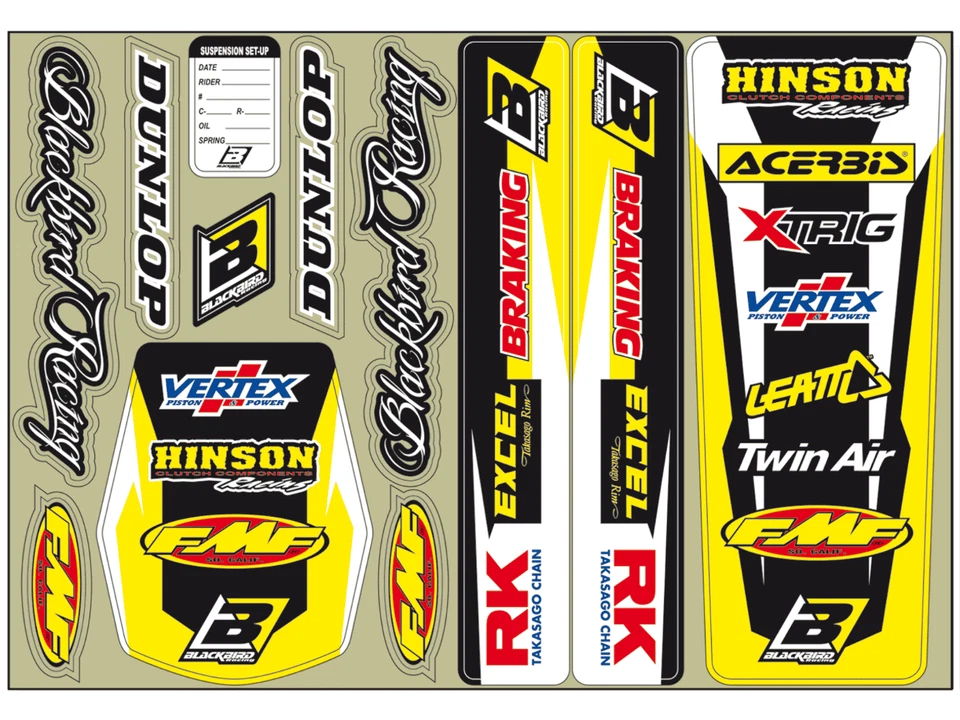 BLACKBIRD KIT FOGLIO ADESIVI MOTO UNIVERSALI CRYSTAL PARAFANGHI FORCELLONE GIALLO SUZUKI