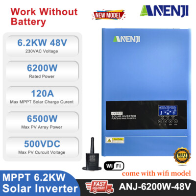 6.2KW Solar Wechselrichter Off-grid Hybrid MPPT 120A Inverter Reine Sinuswelle