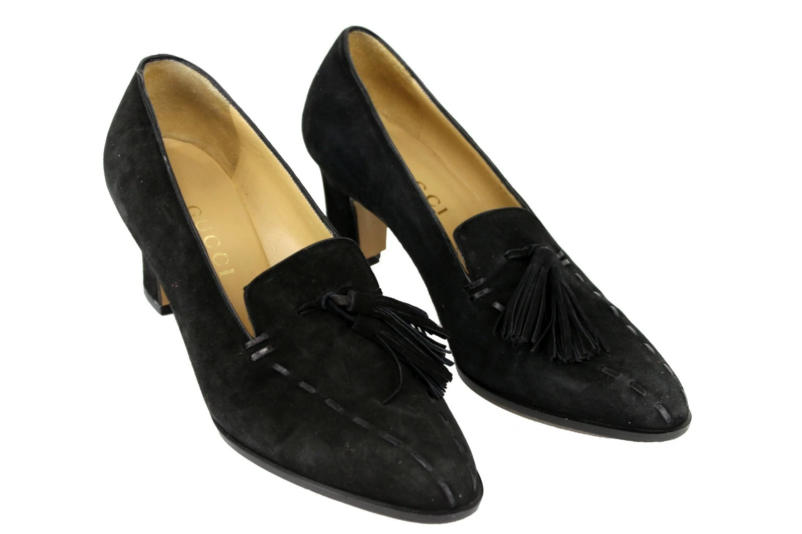 Pompes à talons hauts en cuir daim GUCCI accessoires femmes noir UE 36 Italie