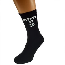 Plenty at 20 Mens Black Socks Cool 20th Birthday UK Size 5-12 X6N469