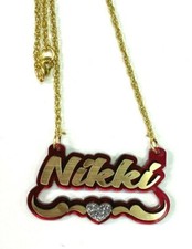 Name Necklace Plate Personalized Any Color Custom Laser Cut Swirls Heart Design