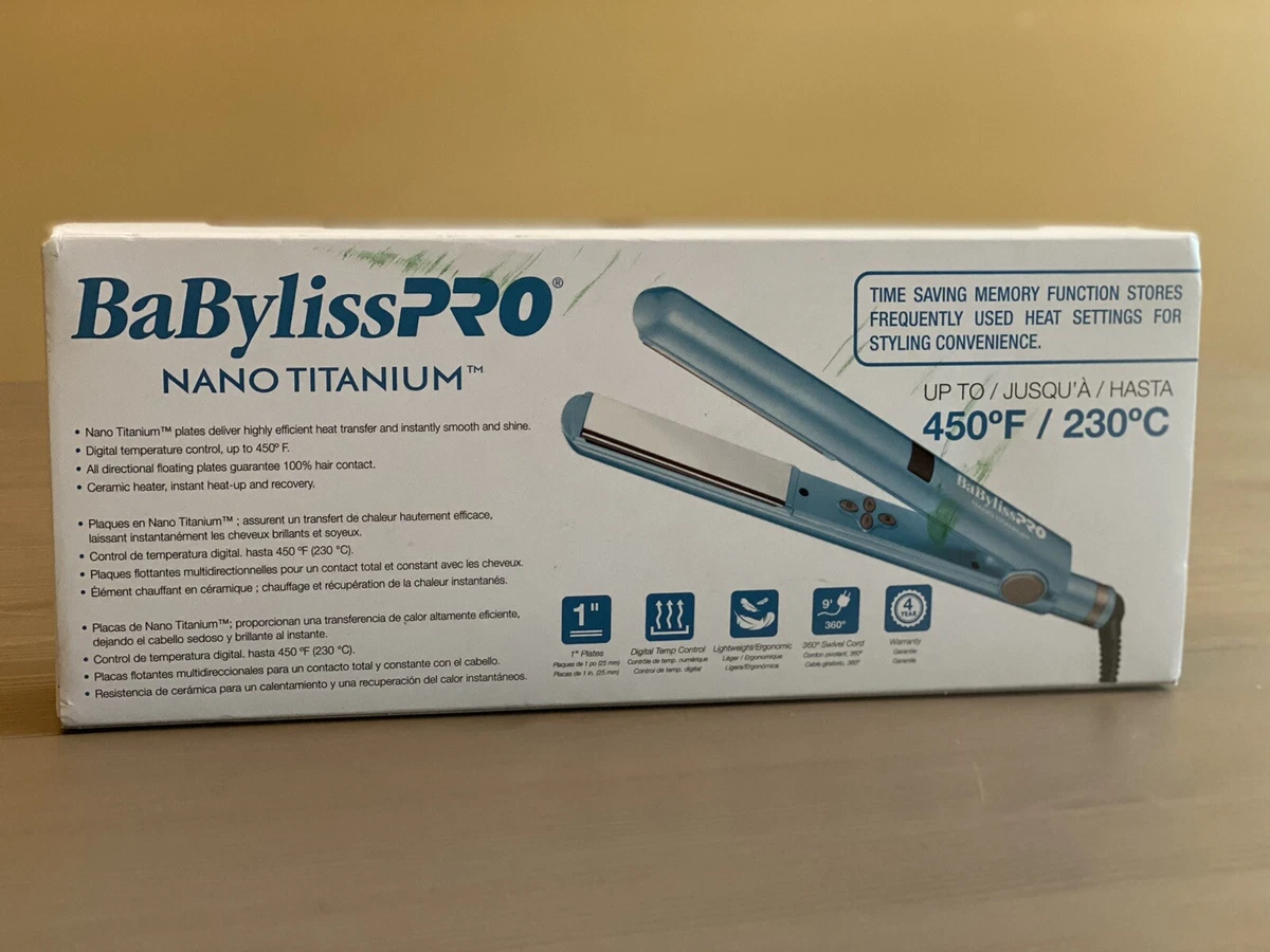 Babyliss PRO nano titanium digital flat iron 1 25mm 450 light 360 cord