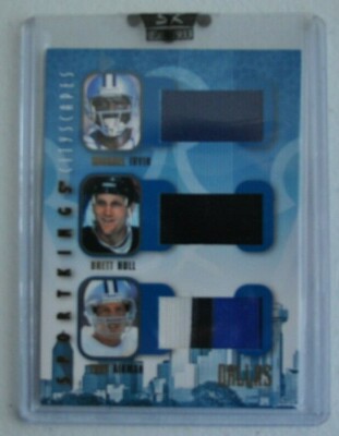 2008 Sportkings B Triple Memorabilia Irvin, Troy Aikman & Brett Hull #'d 8/10