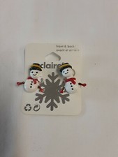 Claire's Holiday Glittery Snowman Front  Back Post Earrings BNWT 