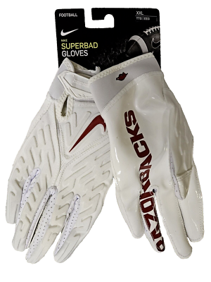Nike Superbad Arkansas Razorbacks NCAA Football Gloves Mens Sz XXL
