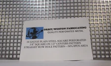 3/8"  SQUARE HOLE PERFORATED CARBON STEEL METAL 16 GA.- ----12" X 24"
