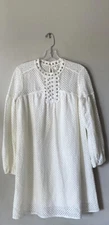 Max Studio Peasant Long Sleeve Dress Crochet Boho Size XS Prairie Cottagecore