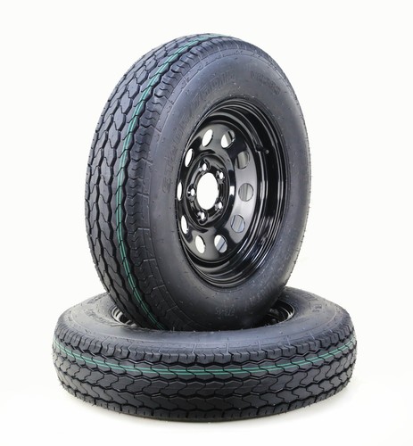 2 Free Country Trailer Tire Rim ST205/75D15 6-Ply C 107L 5 Lug x 4.5" Black Mod