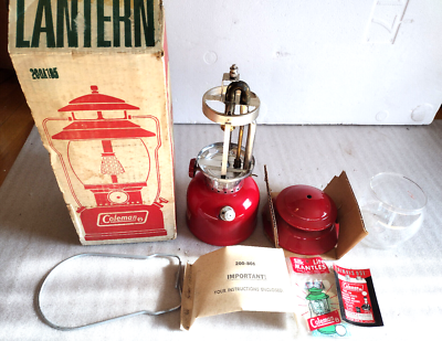 #ad Vintage Coleman Model 200A Red Lantern Unfired w Box and Mantles 200A195 7 1972 $289.95