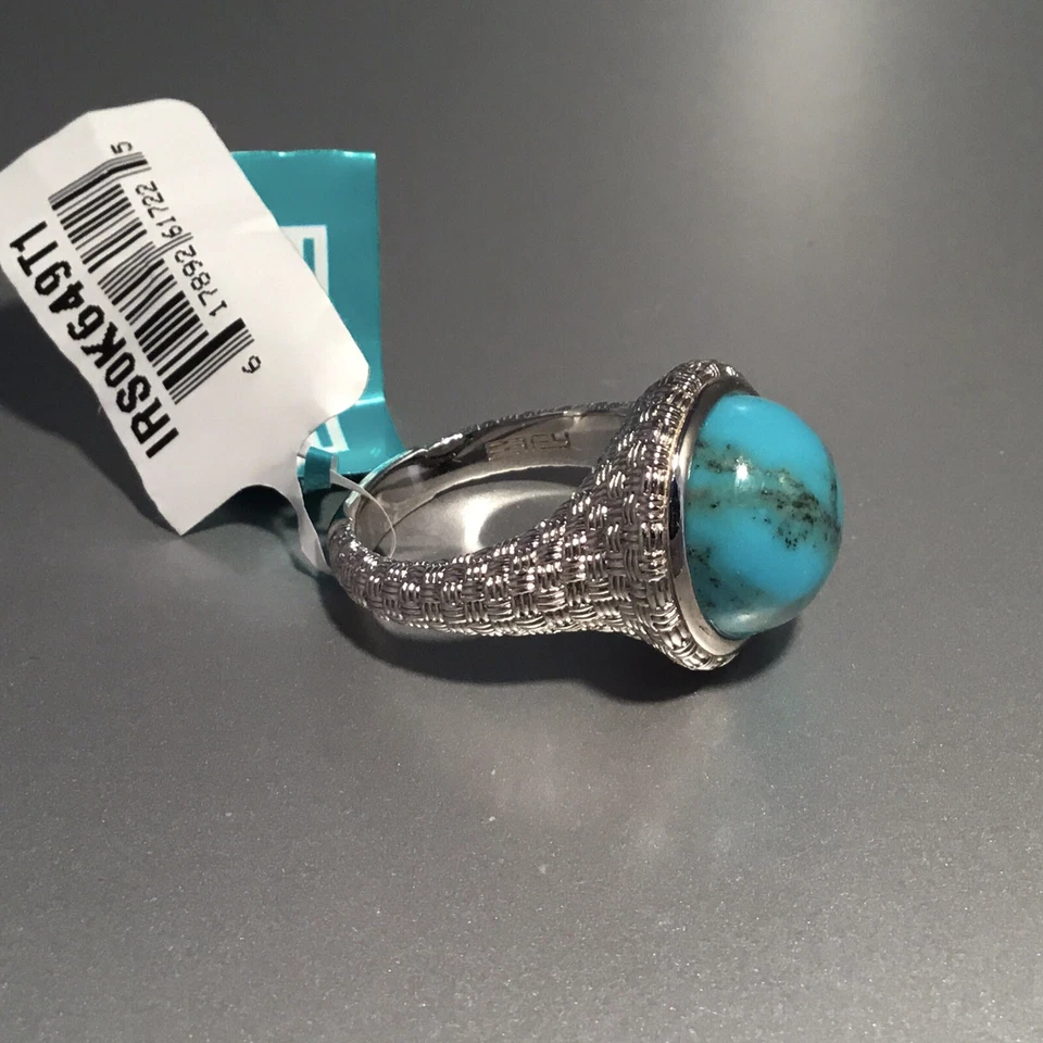 NUEVO CON ETIQUETAS ANILLO SOLITARIO ESTAMPADO TURQUESA Y PLATA ESTERLINA EFFY TALLA 7 Foto 4 de 4