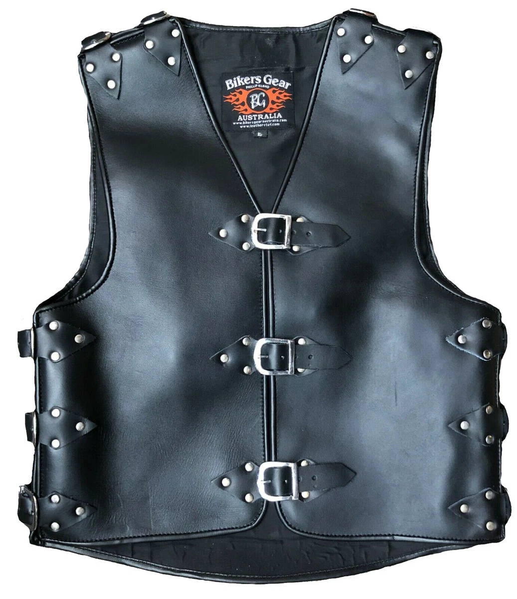 Thick leather motorcycle clearance vest