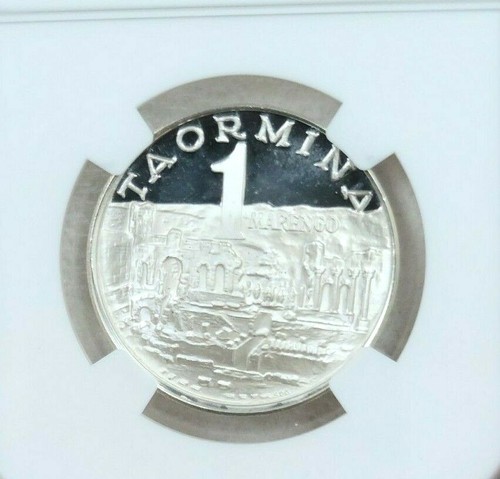 1971 ITALY SILVER 1 MARENGO TAORMINA NGC PF 67 ULTRA CAMEO RARE BEAUTY TOP POP 1 - Picture 2 of 4