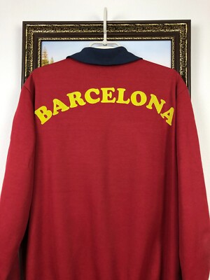 【レア】Barcelona 赤 ジップアップシャツ Vintage Adidas Barcelona Soccer Jacket Men's Size XL Futbol