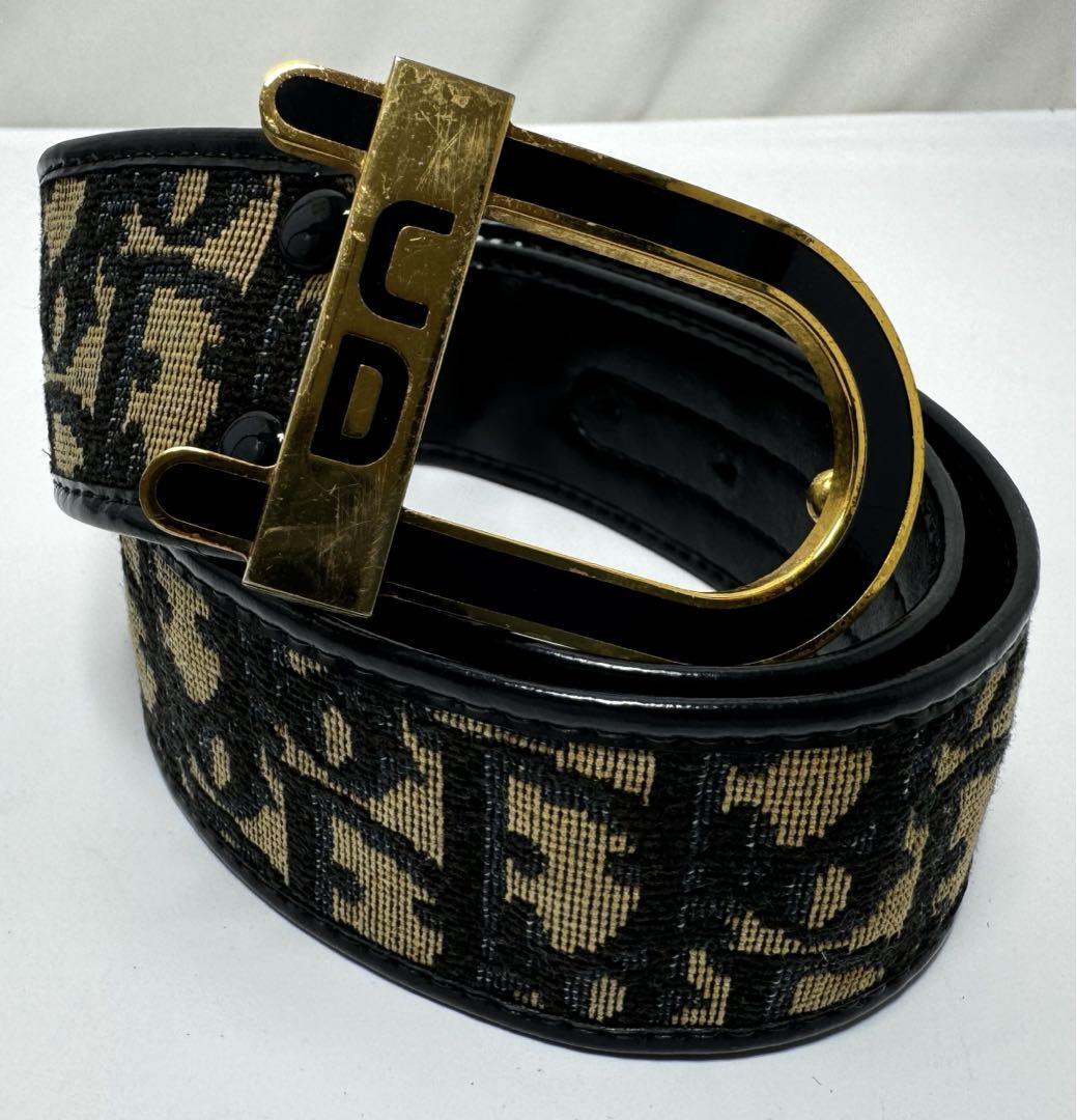 Christian Dior Belt Nylon Black Gold Women's From Japan Christian Dior Belt Nylon Black Gold Women's From Japan