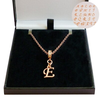Rosegold Buchstaben Halskette, ID Halskette, alle Initialen Anhänger in Geschenkbox
