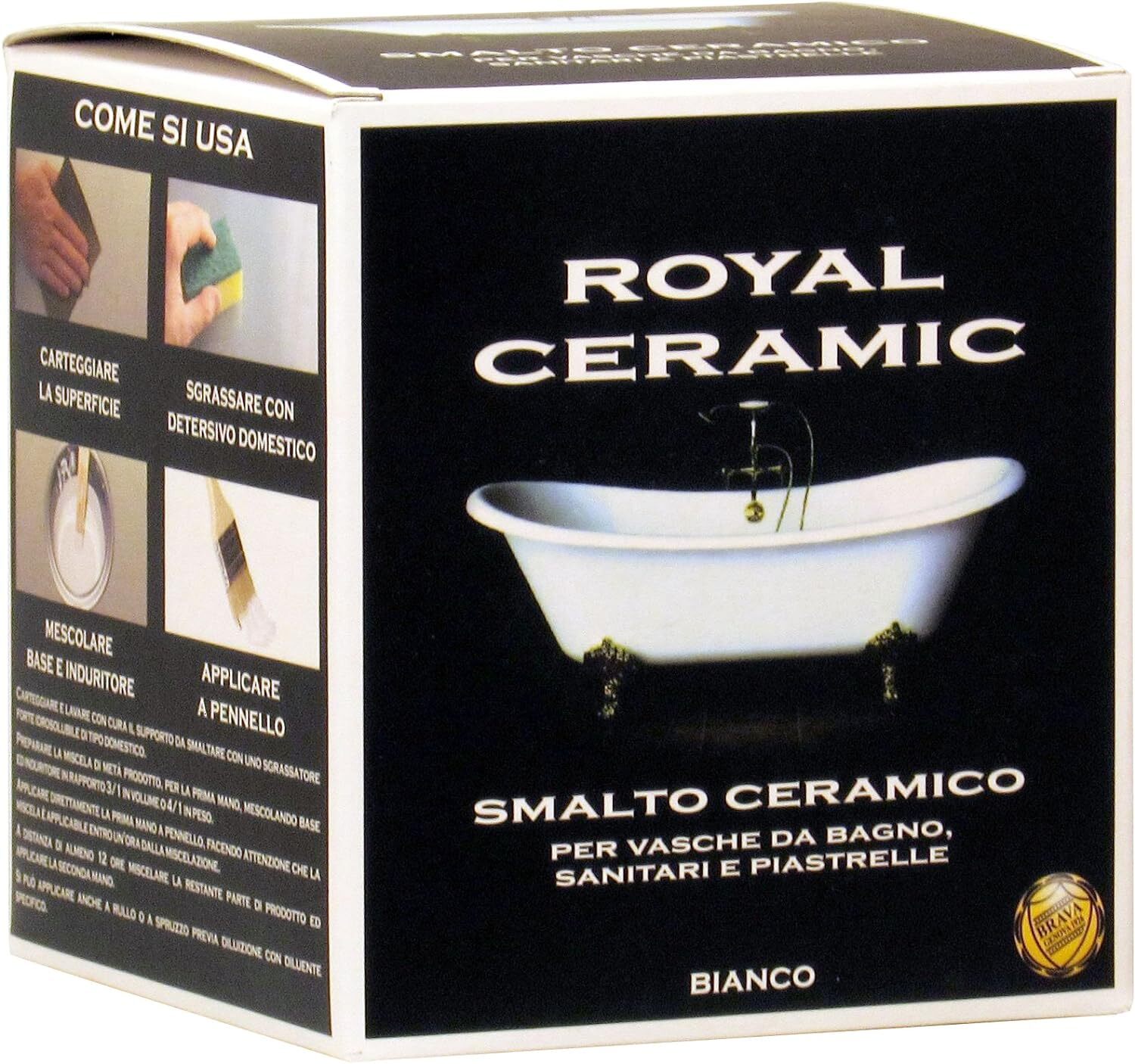 Brava RC3 Royal Ceramic Smalto per Vasche da Bagno, Bianco, 375 ml