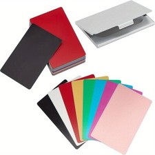 1bag 56 pcs 8 colors Metal Business Cards with Case 8.6x5.4cm Aluminum Blanks