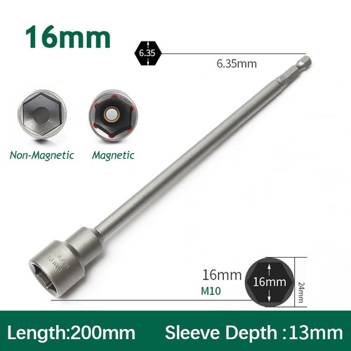 Magnetic Nut Driver 5.5mm - 19mm Impact Hex Socket Bit 1/4" Shank 200mm Length - Picture 24 of 34