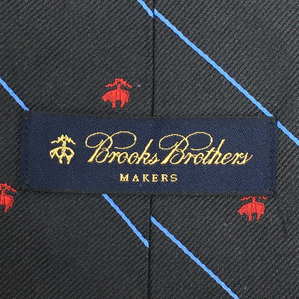 Corbata clásica Brooks Brothers Makers azul a rayas 100 % seda oveja por todas partes EE. UU. Foto 2 de 4