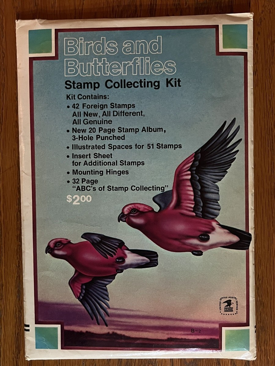 1974 Birds and Butterflies Stamp Collecting Kit B-2 - 42 Stamps
