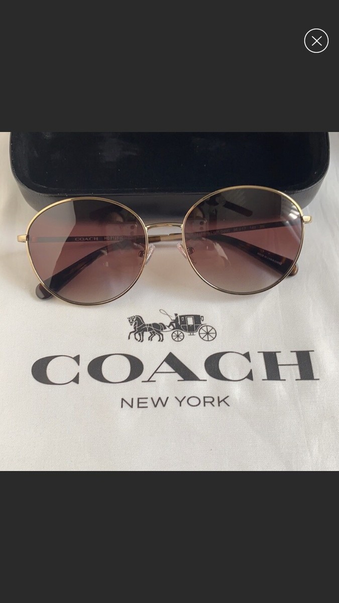 Coach Lia Round Sunglasses & VTG Signature Hard Clamshell Case COACH Lia Round Sunglasses + Case C3482 Brown Gradient 100  main image 2