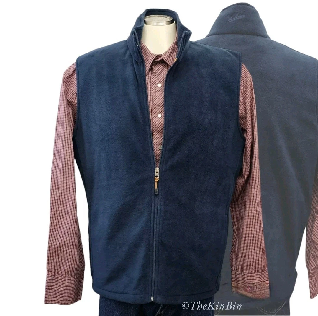 Woolrich Vest Mens XLarge Navy Blue Fleece Full Zip Hiking Outdoors EUC