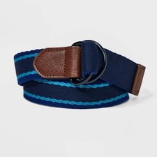 Kids' Reversible Striped Belt - Art Class  Blue XL