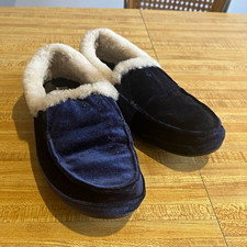 Olukai Nohea Kilohana Geniune Shearling Slippers Blue velvet size 9 women  s