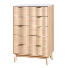 5-Drawer Wooden Dresser Chest Drawers Sliding Tracks Anti-Tip Design Modern
