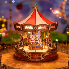 Carousel Music Box 3D Wooden Puzzle w/ Light Movable Design Birthday Xmas Gift