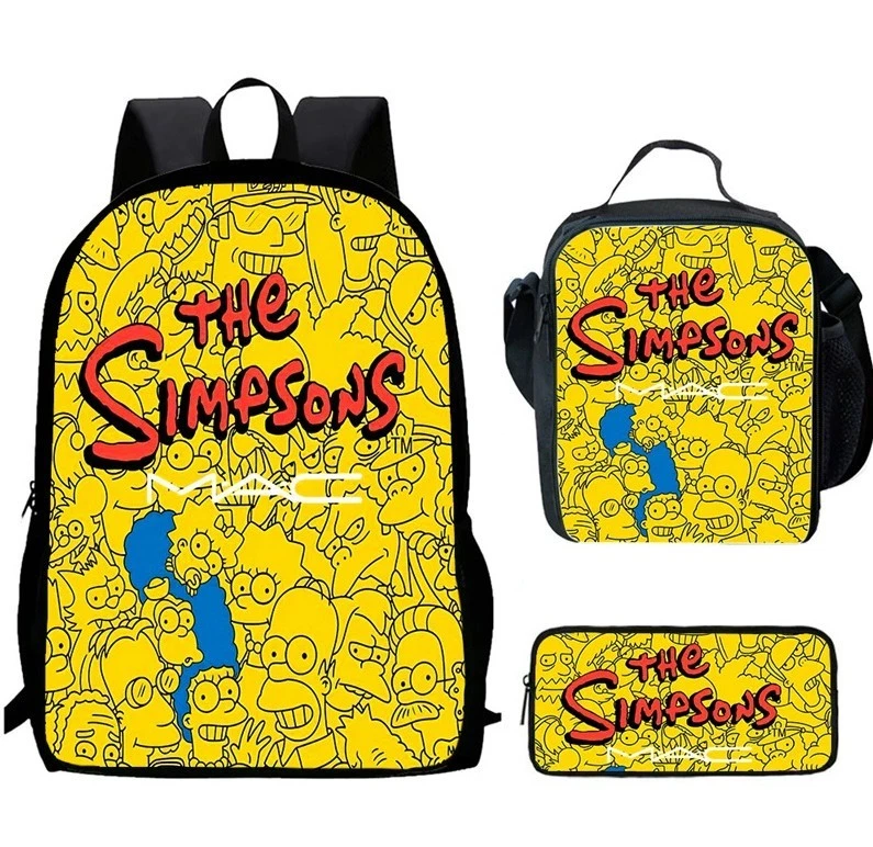 The Simpsons School Backpack Insulated Lunch Bag Rucksack Pencil Case Set Gift