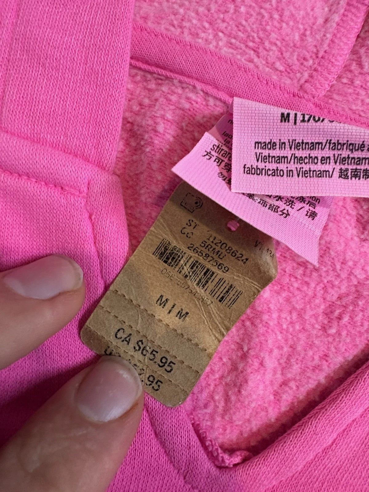 UNDERCOVER Felpa con cappuccio Victoria Secret ROSA cropped rosa caldo nuova con etichetta taglia M