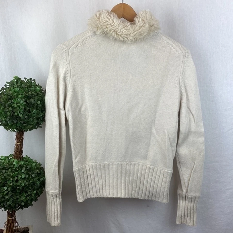 Suéter Marks & Spencer Mezcla de Cachemira Cuello de Piel Marfil Tejido Manga Larga 12 Foto 3 de 4