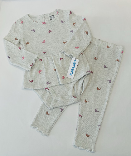 Carters Baby Girl Clothes 24 Months Pants Bodysuit 2 PC Bird Set Cute Outfit New