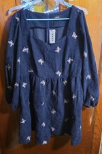 Cider | NWT | BUTTERFLY PATTERN CORDUROY SHORT DRESS | Womens 1XL