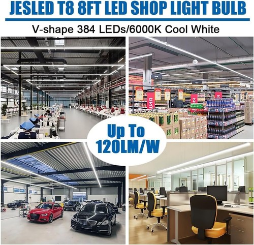 T8/T10/T12 8FT LED Tube Light, FA8, 50W 6000LM 6000K Cool White, Clear 12-Pack💡 - Picture 4 of 7