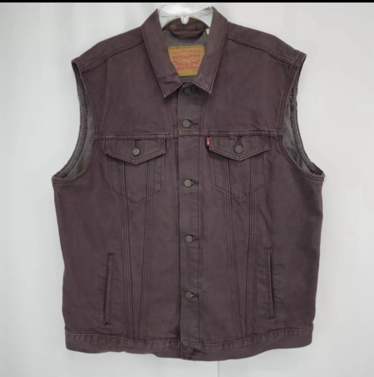 Vintage 1980s SZ  medium burgundy LEVIS Denim Jean Jacket Vest 71506 0259