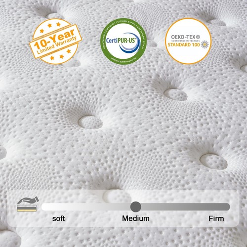 Queen Mattress, 10 Inch Hybrid Mattress in a Box, Memory Foam and Individual ... - Picture 4 of 7