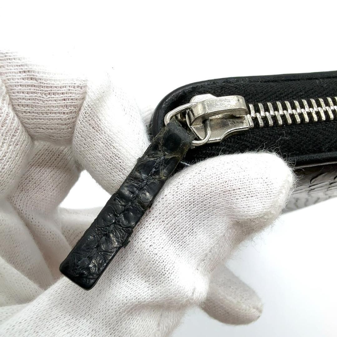 GUCCI Python Leather Round Zip Long Wallet Black … - image 5